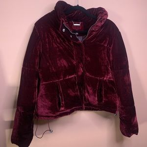XL Merlot Velvet Puff Moto Jacket So Cute!